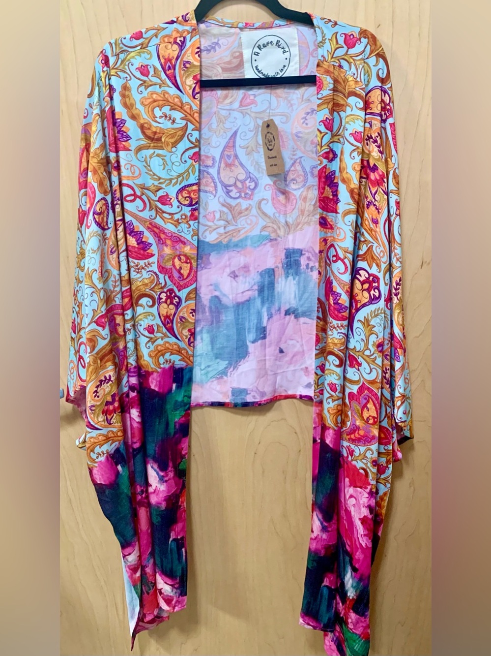 A Rare Bird Hi-Lo Kimono Duster NWT Handmade Boho Paisley Floral O/S